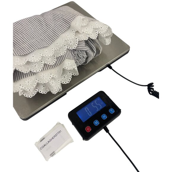 Vintage Polly Flinders Girls Dress Size 4T Gray Striped Smocked Puff Sleeve NWT - Picture 8 of 8